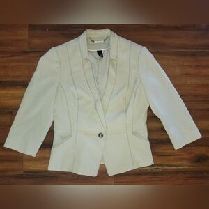 Women's White House Black Market Cream Fitted Blazer Jacket